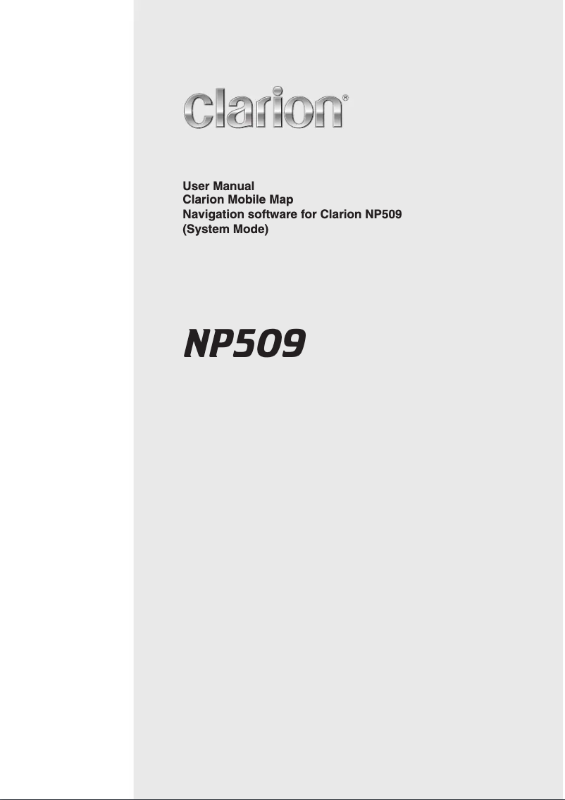 Page 1 de la notice Manuel utilisateur Clarion NP509