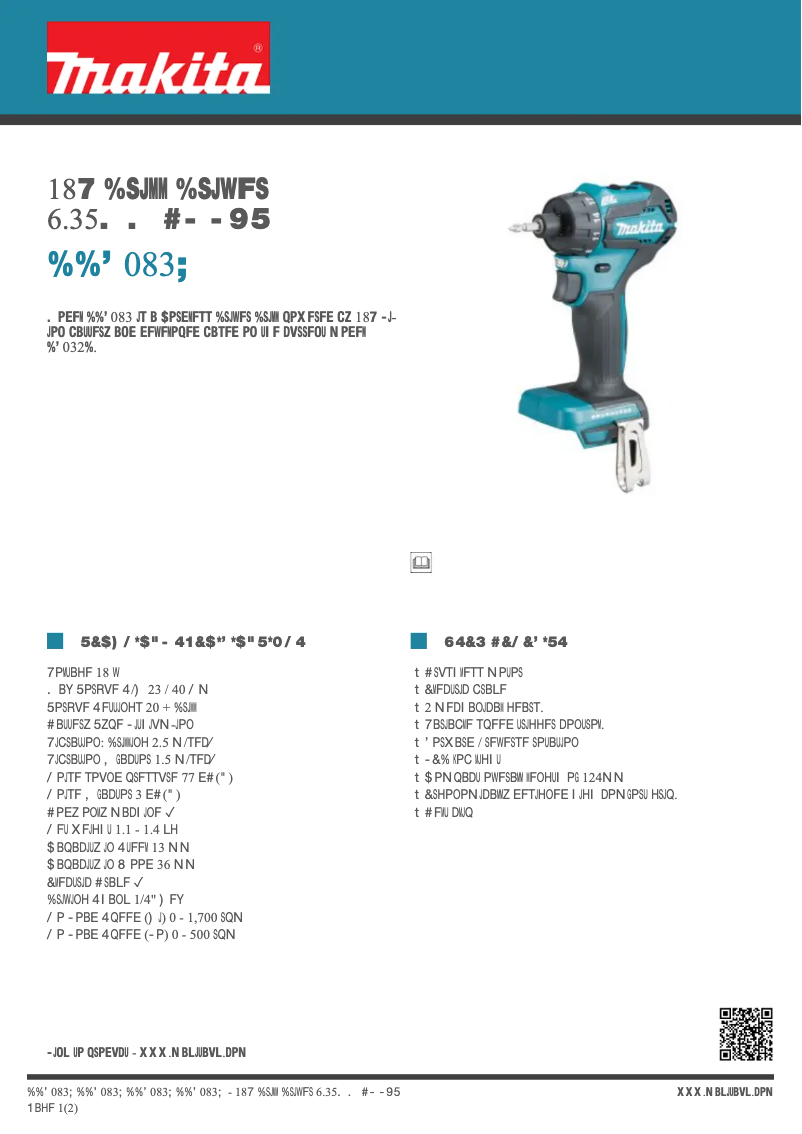Page 1 de la notice Fiche technique Makita DDF083Z