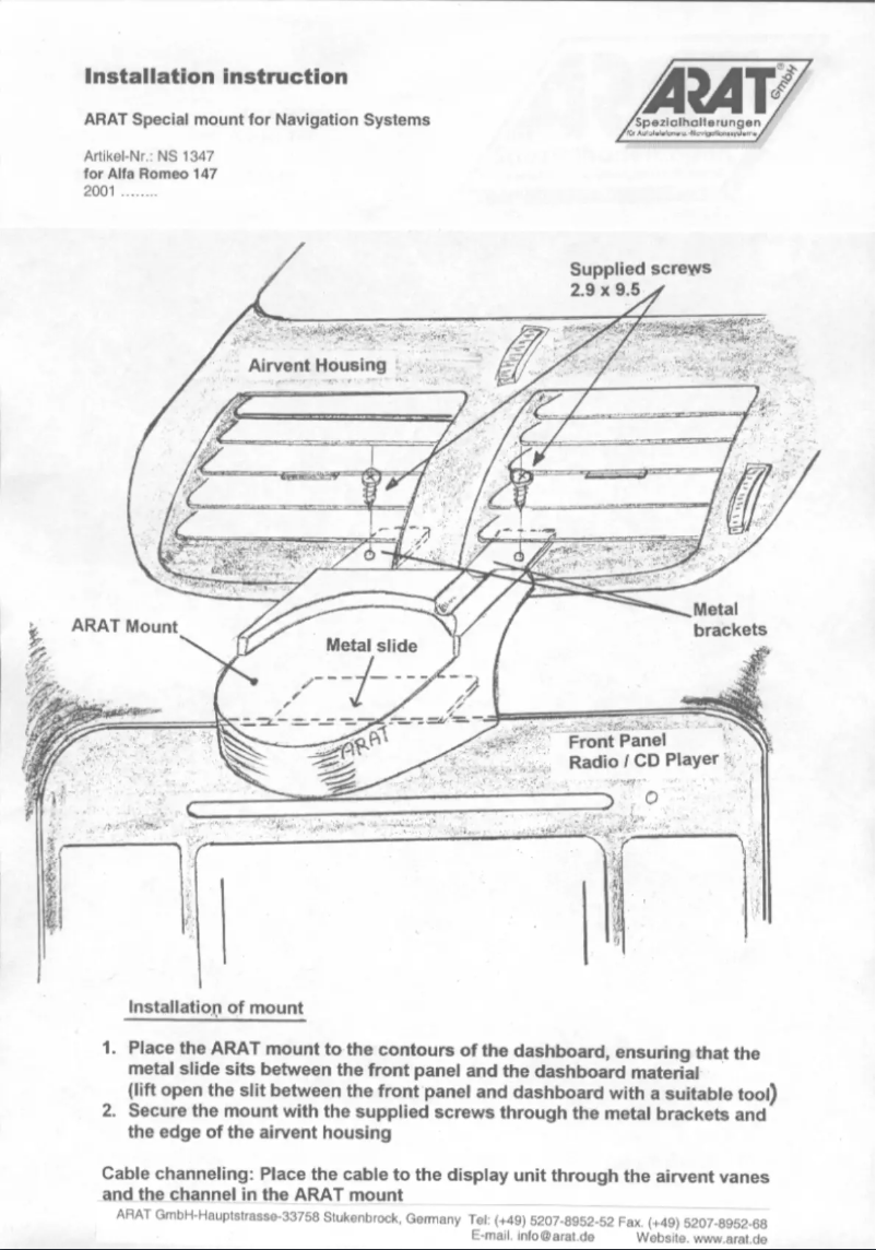 Page 1 de la notice Manuel utilisateur Arat NS1347