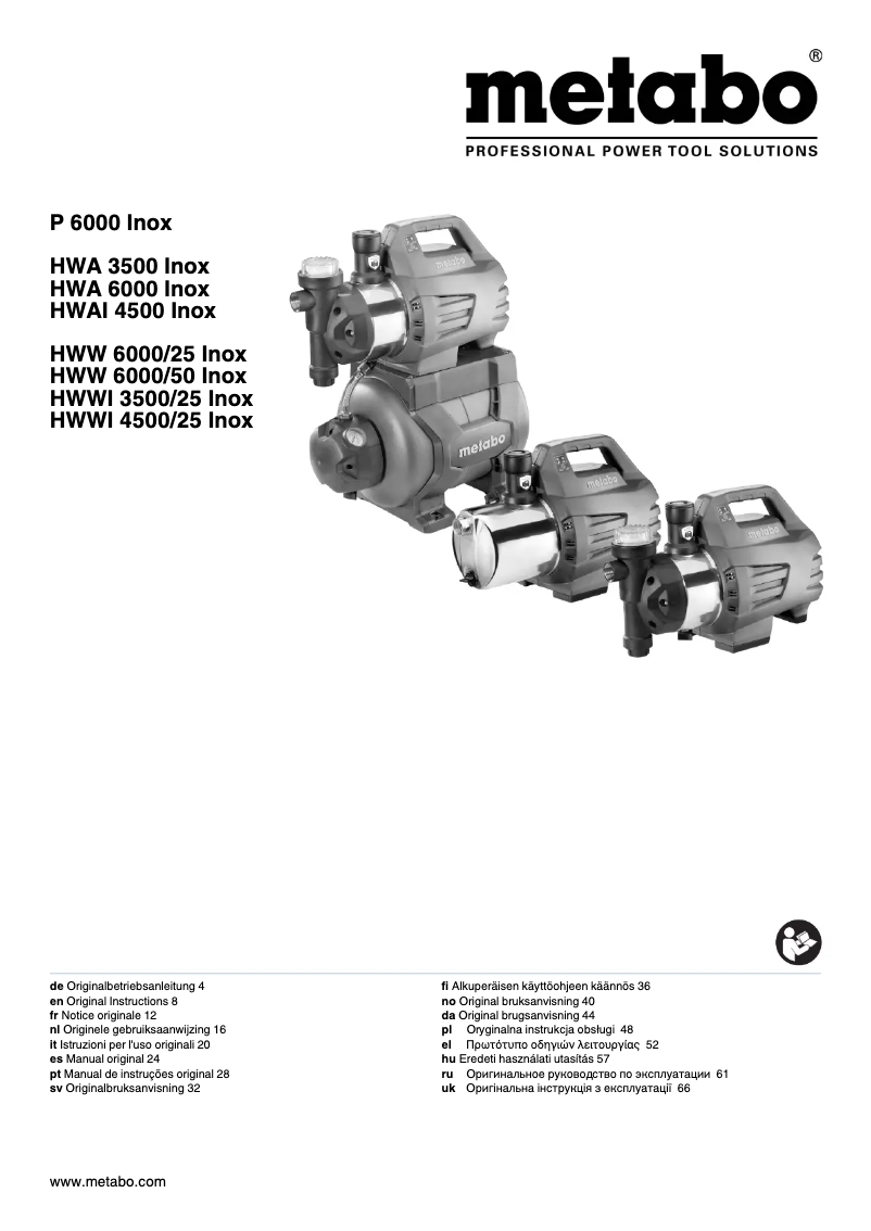 Image de la première page du manuel de l'appareil HWA 3500 Inox