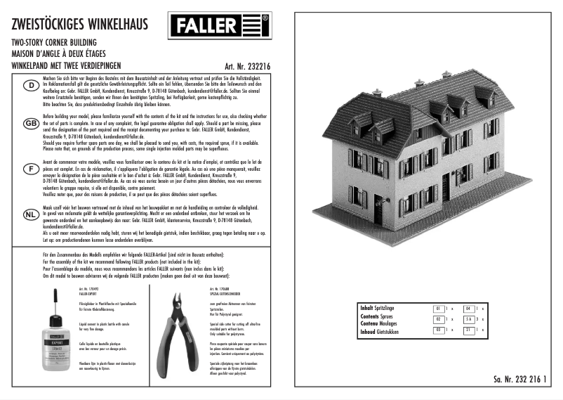 Page n°1 - Manuel utilisateur Faller 232216