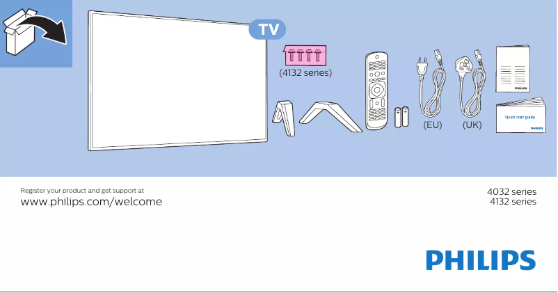 Page 1 of the manual Quick Start Guide Philips 32PFT4132