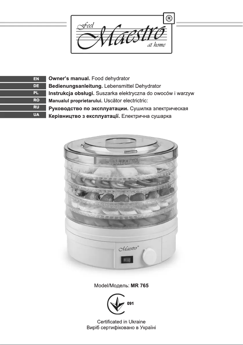 Page 1 of the manual User Manual Maestro MR765