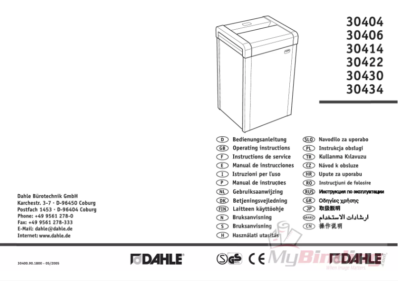 Page 1 de la notice Manuel utilisateur Dahle 30430