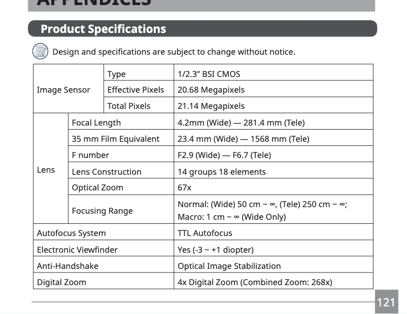 Page n°1 - Fiche technique Minolta MN67Z