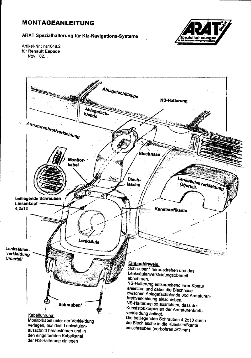 Page 1 de la notice Manuel utilisateur Arat NS1048.2