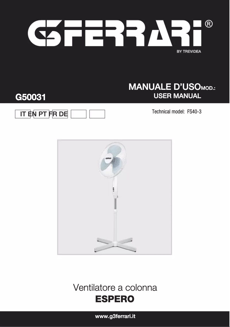 Page n°1 - Manuel utilisateur G3 Ferrari Espero G50031