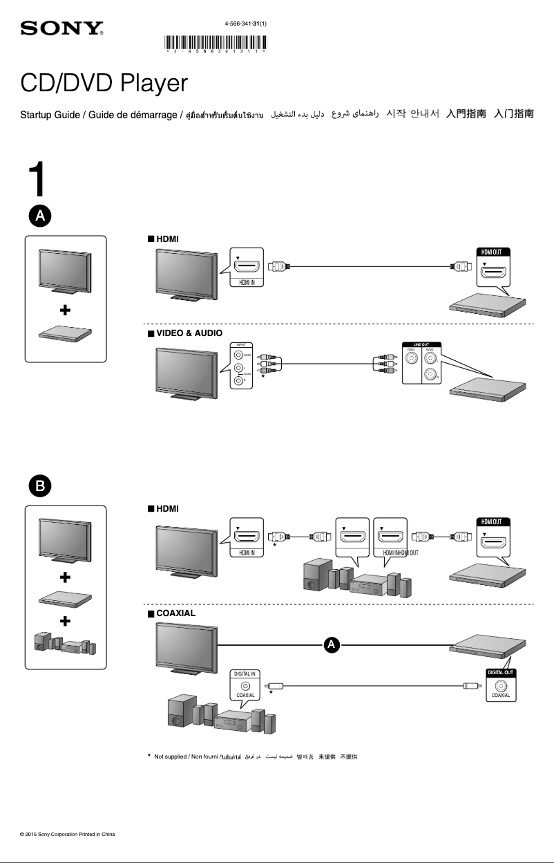 Page n°1 - Guide d'installation Sony DVP-SR760HP