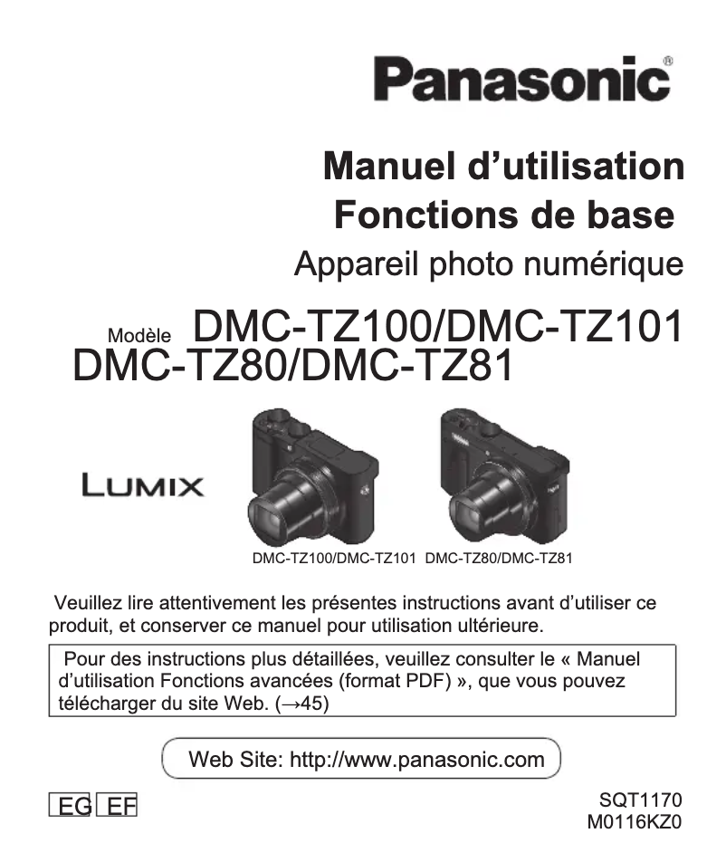 Image de la première page du manuel de l'appareil Lumix DMC-TZ81