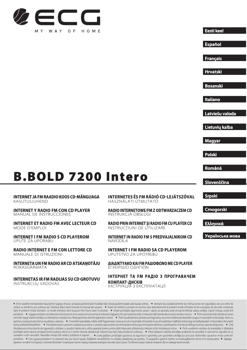 Image de la première page du manuel de l'appareil B.BOLD 7200 Intero