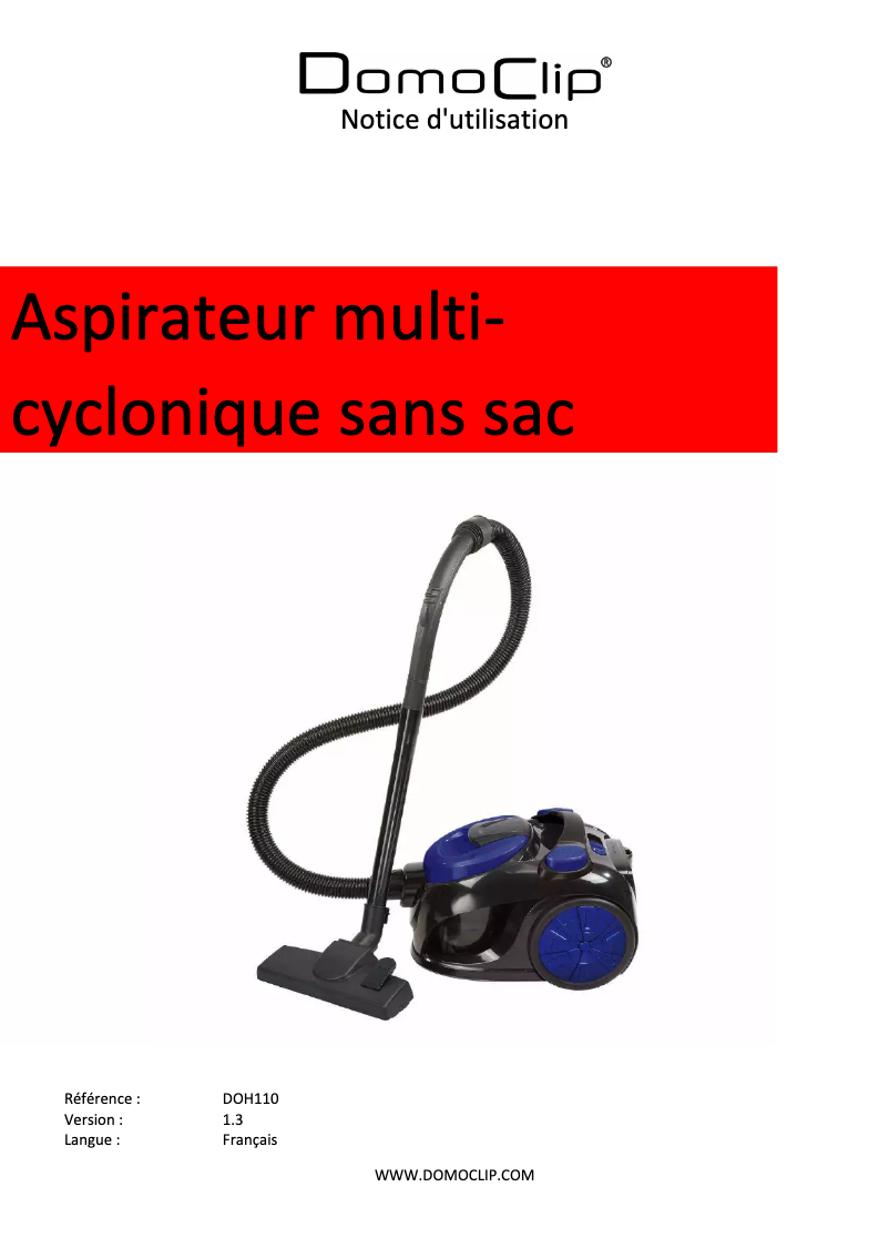 Image de la première page du manuel de l'appareil DOH110B