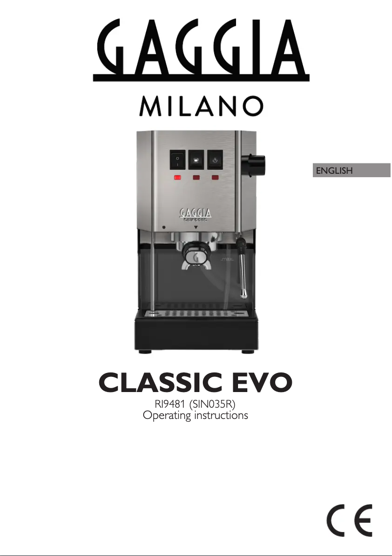 Page n°1 - Manuel utilisateur Gaggia Classic Evo RI9481