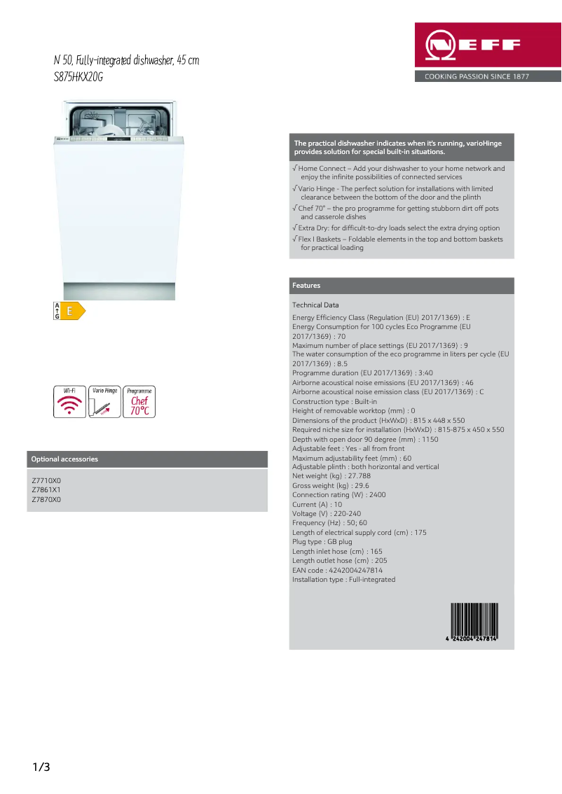 Image de la première page du manuel de l'appareil S875HKX20G
