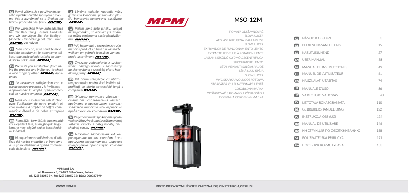 Page n°1 - Manuel utilisateur MPM MSO-12M