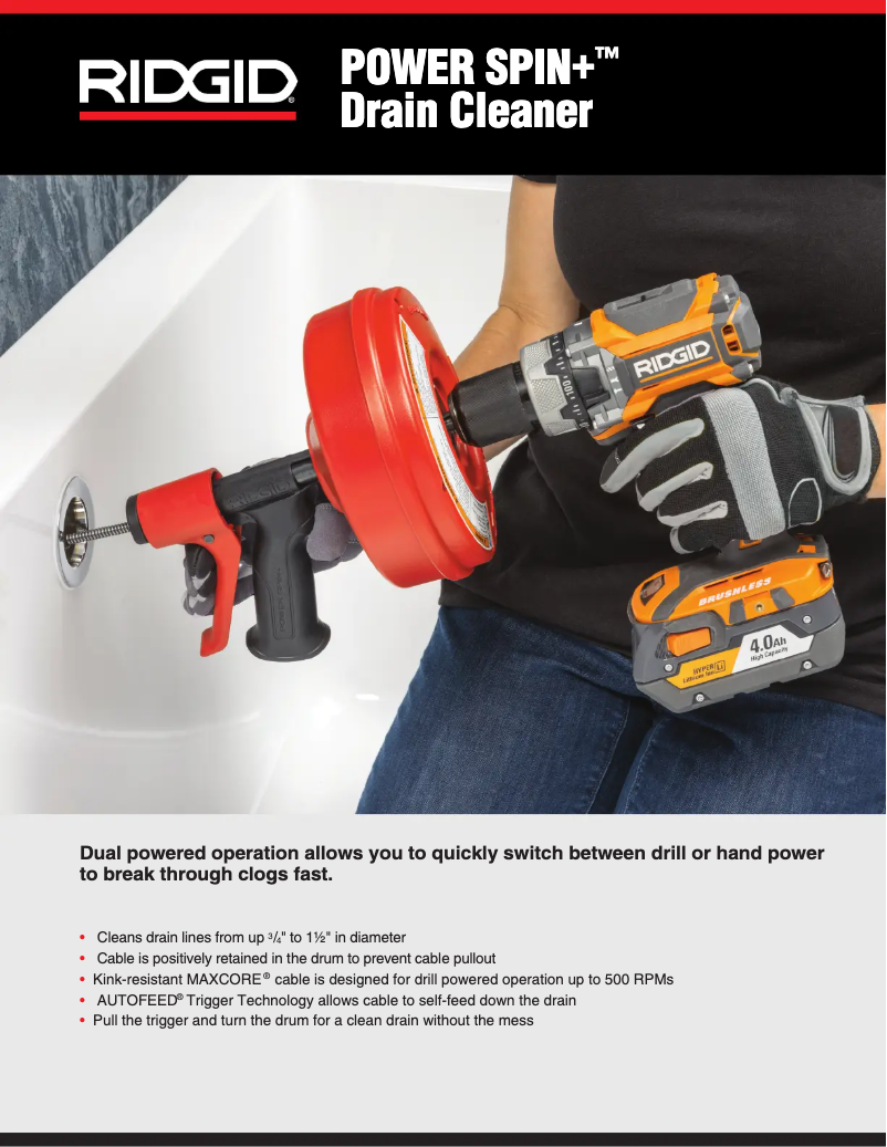 Page 1 de la notice Catalogue Ridgid Power Spin+