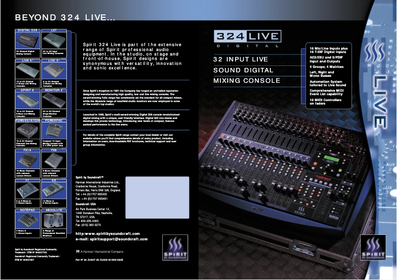 Page n°1 - Manuel utilisateur Soundcraft 324 Live