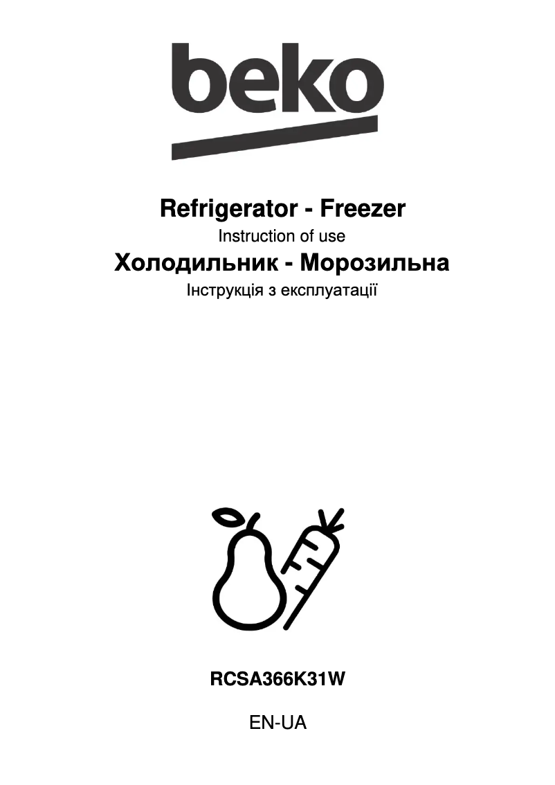 Page n°1 - Manuel utilisateur Beko RCSA366K31W
