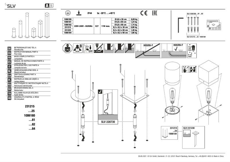 Page n°1 - Manuel utilisateur SLV 1006181