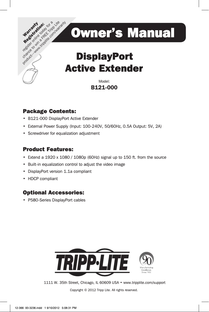 Page n°1 - Manuel utilisateur Tripp Lite B121-000