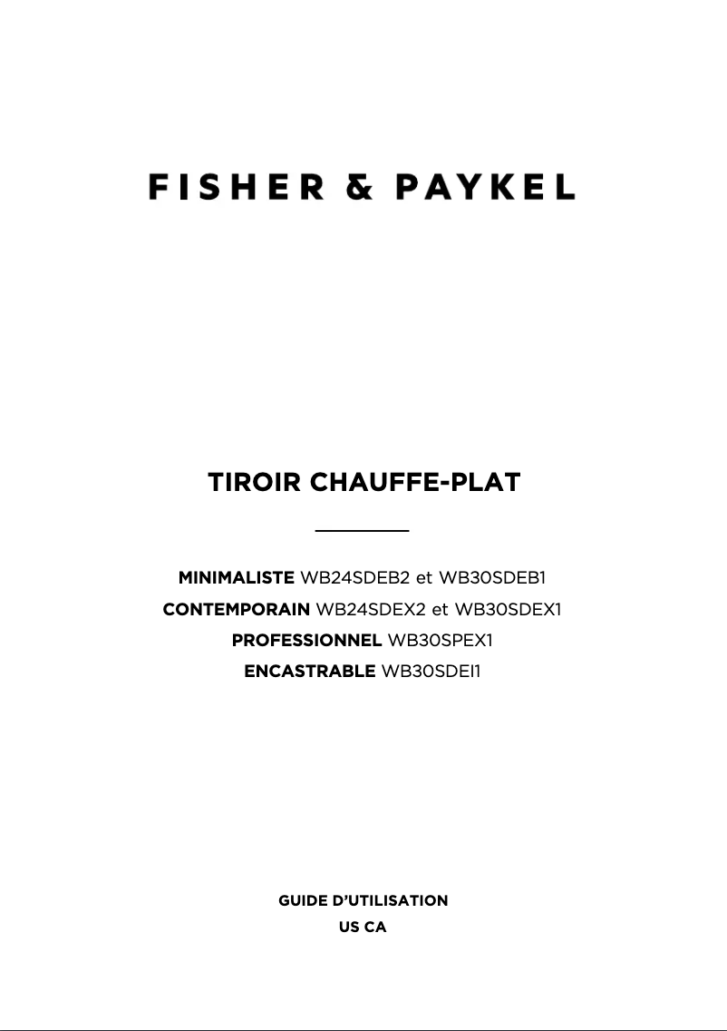 Page n°1 - Manuel utilisateur Fisher & Paykel WB30SDEX1
