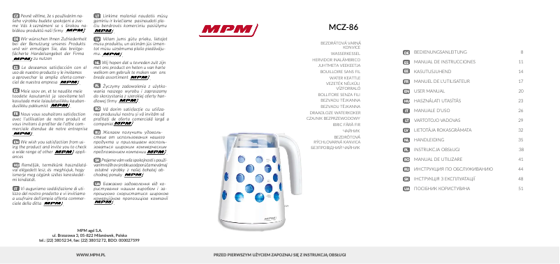 Page 1 de la notice Manuel utilisateur MPM MCZ-86