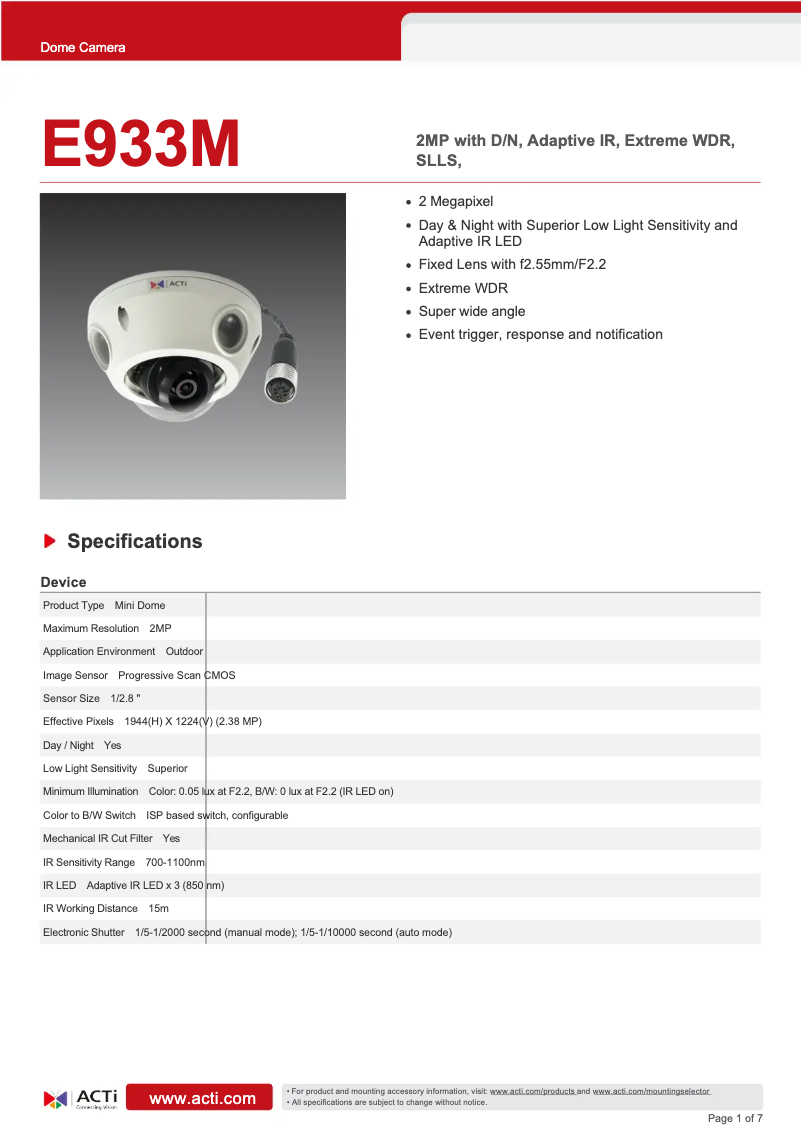 Image de la première page du manuel de l'appareil E933M