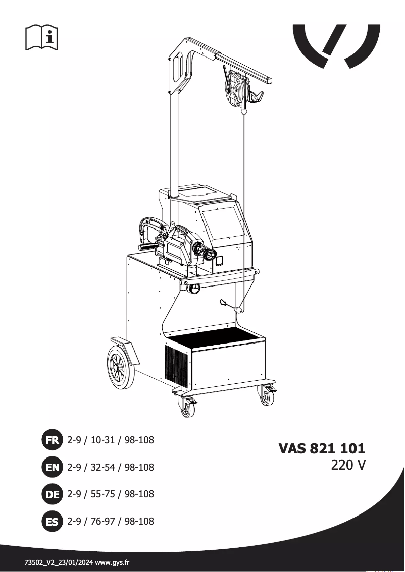 Page 1 de la notice Manuel utilisateur GYS VAS 821 101