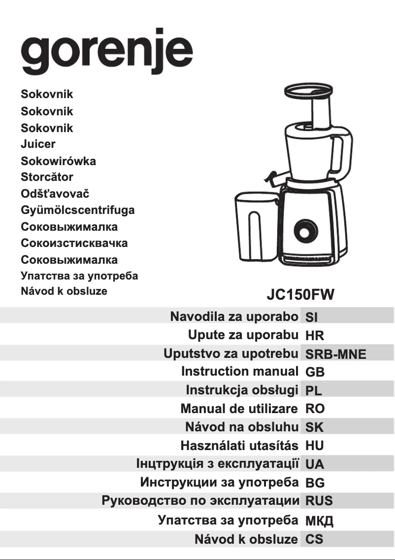 Page n°1 - Manuel utilisateur Gorenje JC150FW