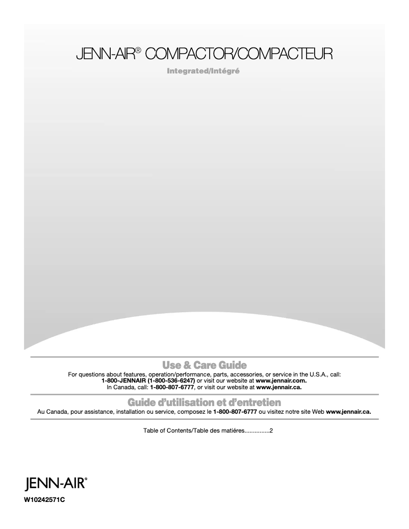 Page n°1 - Manuel utilisateur Jenn-Air TC707S