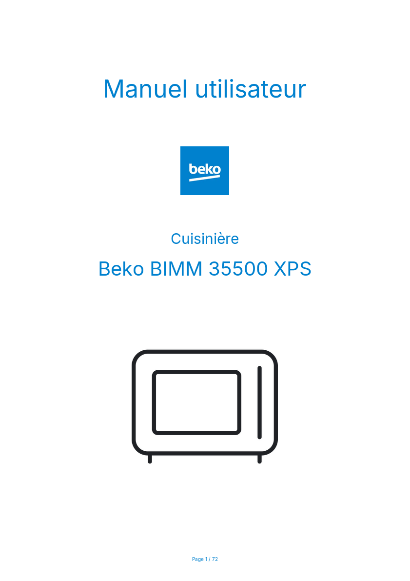 Page n°1 - Manuel utilisateur Beko BIMM 35500 XPS