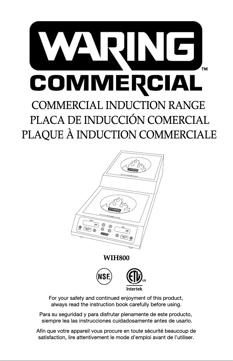 Page n°1 - Manuel utilisateur Waring Commercial WIH800