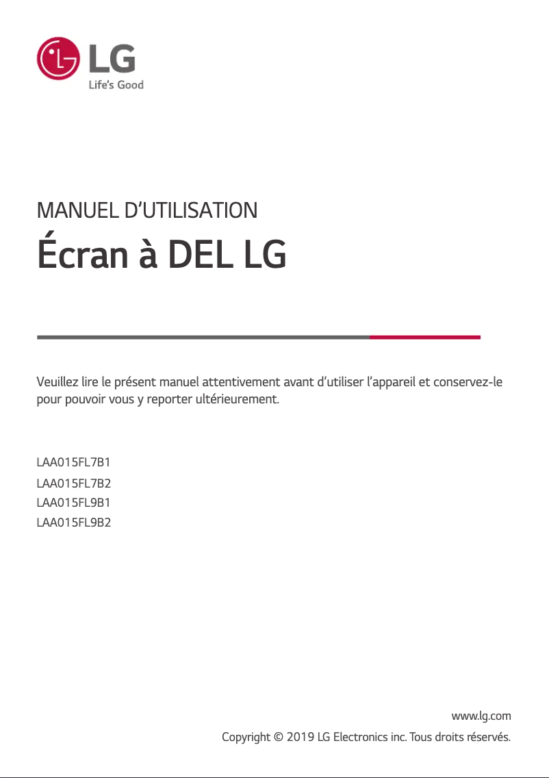 Image de la première page du manuel de l'appareil LAA015FL7B2