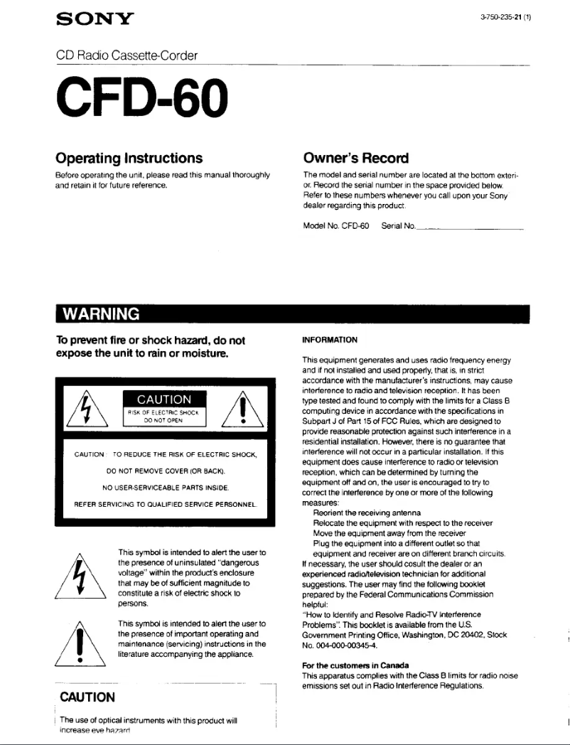 Image de la première page du manuel de l'appareil CFD-60