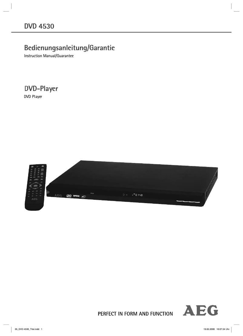 Image de la première page du manuel de l'appareil DVD 4530