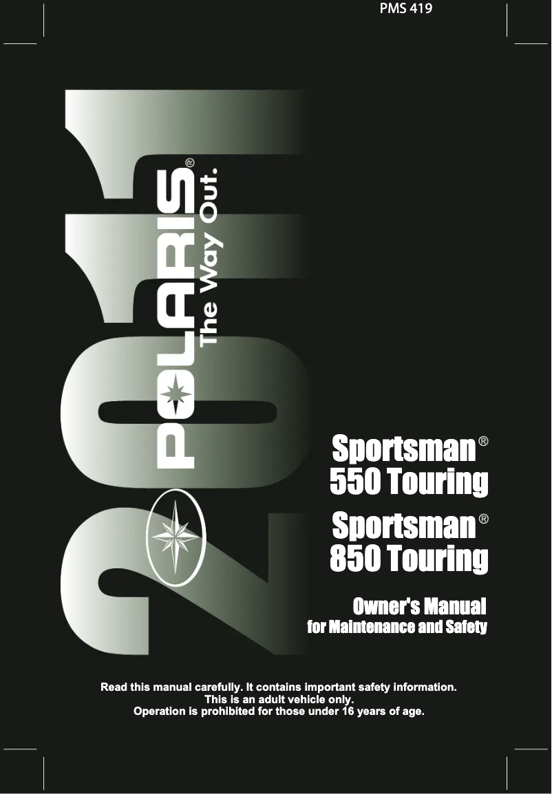 Page n°1 - Manuel utilisateur Polaris 850 Touring International (2011)