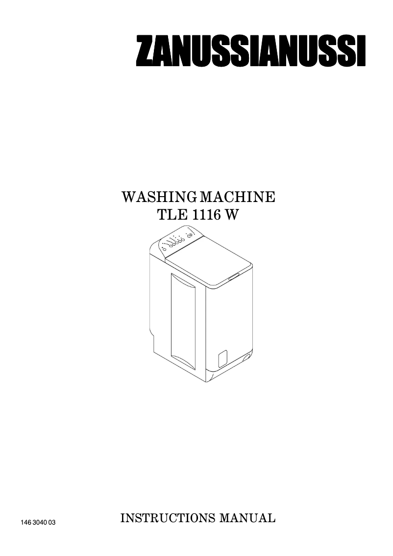 Page n°1 - Manuel utilisateur Zanussi TLE1116W
