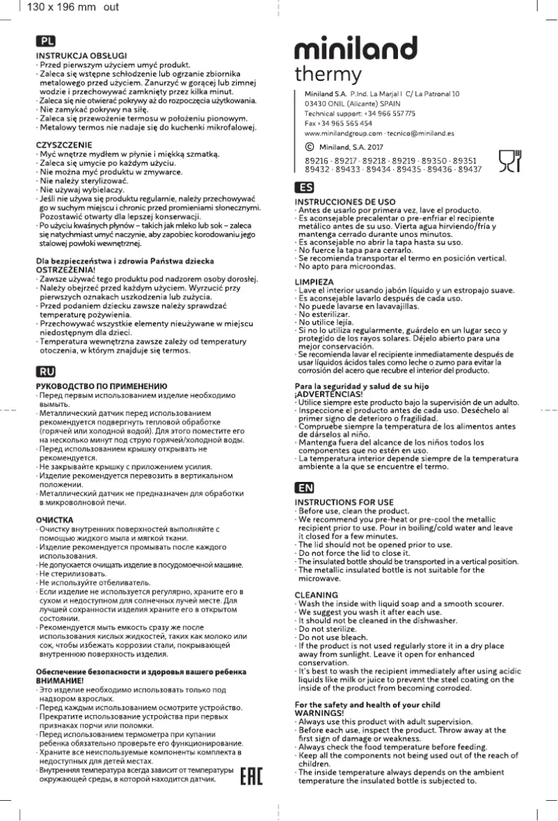 Page 1 de la notice Manuel utilisateur Miniland Thermy