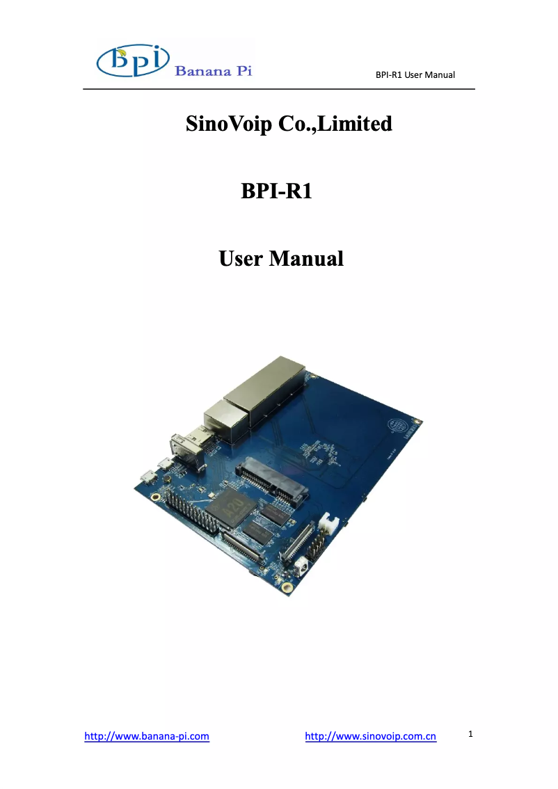 Page 1 de la notice Manuel utilisateur Banana Pi BPI-R1