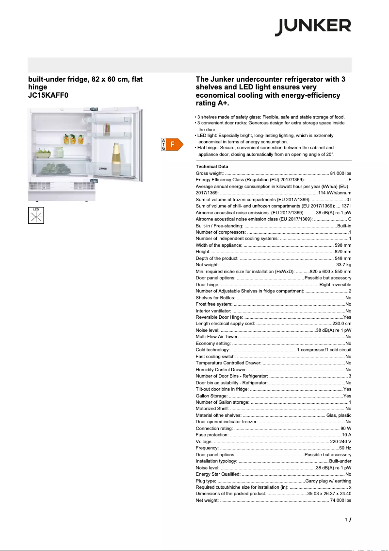 Image de la première page du manuel de l'appareil JC15KAFF0