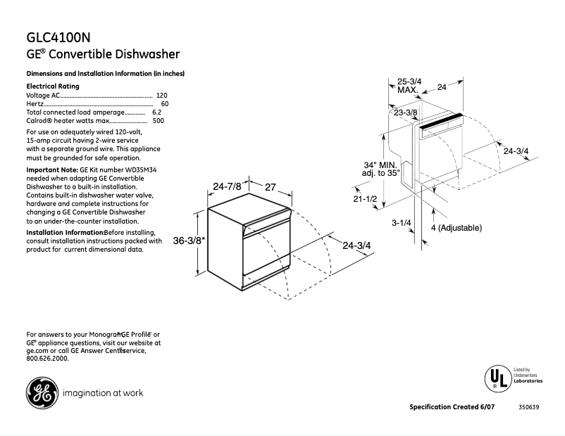 Imagen de la primera página del manual del dispositivo GLC4100NWW