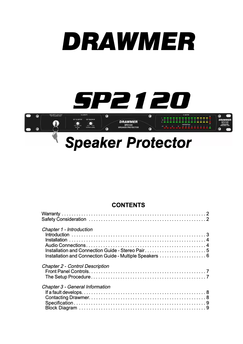 Page 1 de la notice Manuel utilisateur Drawmer SP2120