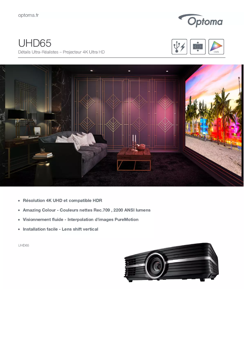 Image de la première page du manuel de l'appareil UHD65