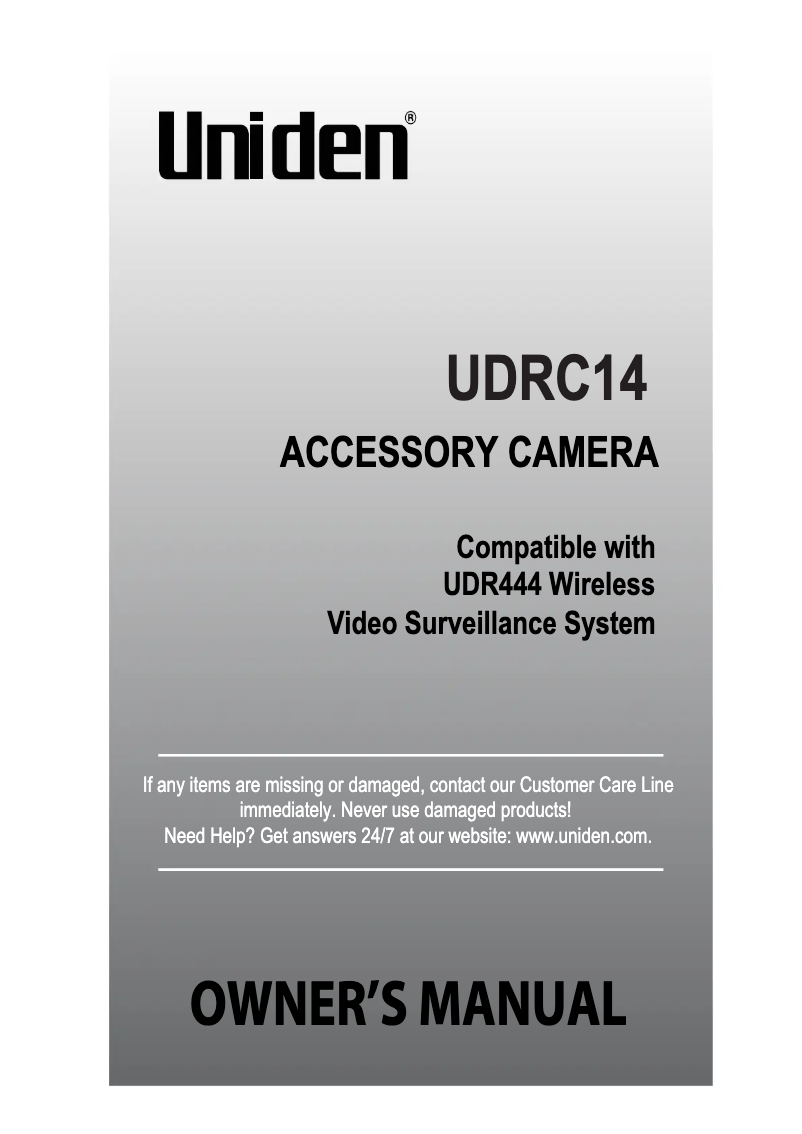 Page 1 de la notice Manuel utilisateur Uniden UDRC14