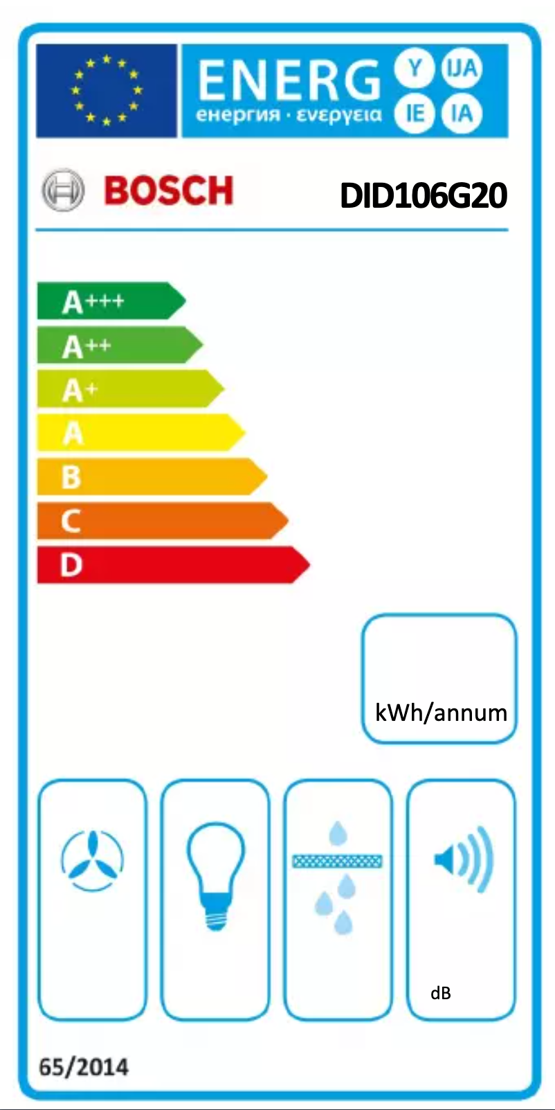 Page 1 de la notice Label énergétique Bosch DID106G20