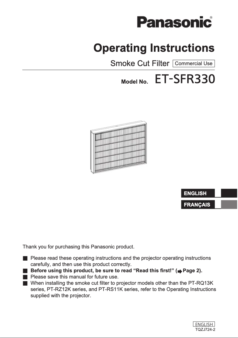 Page n°1 - Manuel utilisateur Panasonic ET-SFR330