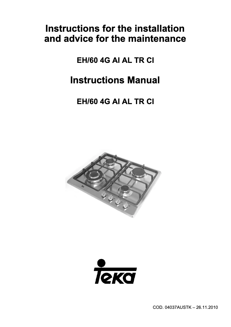 Page n°1 - Manuel utilisateur Teka EH 60 4G AI AL TR CI