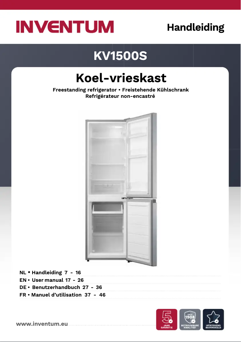 Page 1 de la notice Manuel utilisateur Inventum KV1500S