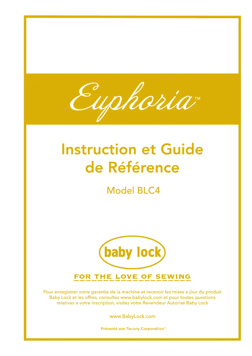 Page 1 de la notice Manuel utilisateur Baby Lock Euphoria