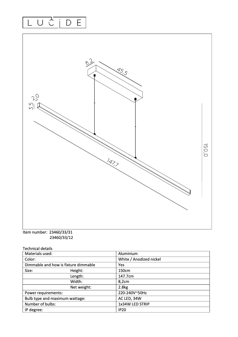 Page n°1 - Manuel utilisateur Lucide Sigma 23460/33/31