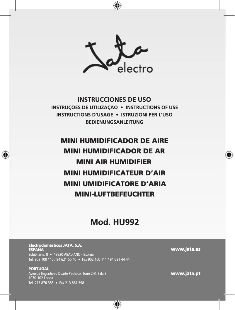 Page 1 de la notice Manuel utilisateur Jata HU992